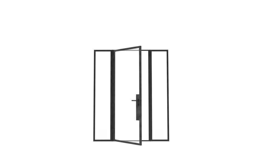 Model V. Single Doors between Sidelights - Minimalist Range